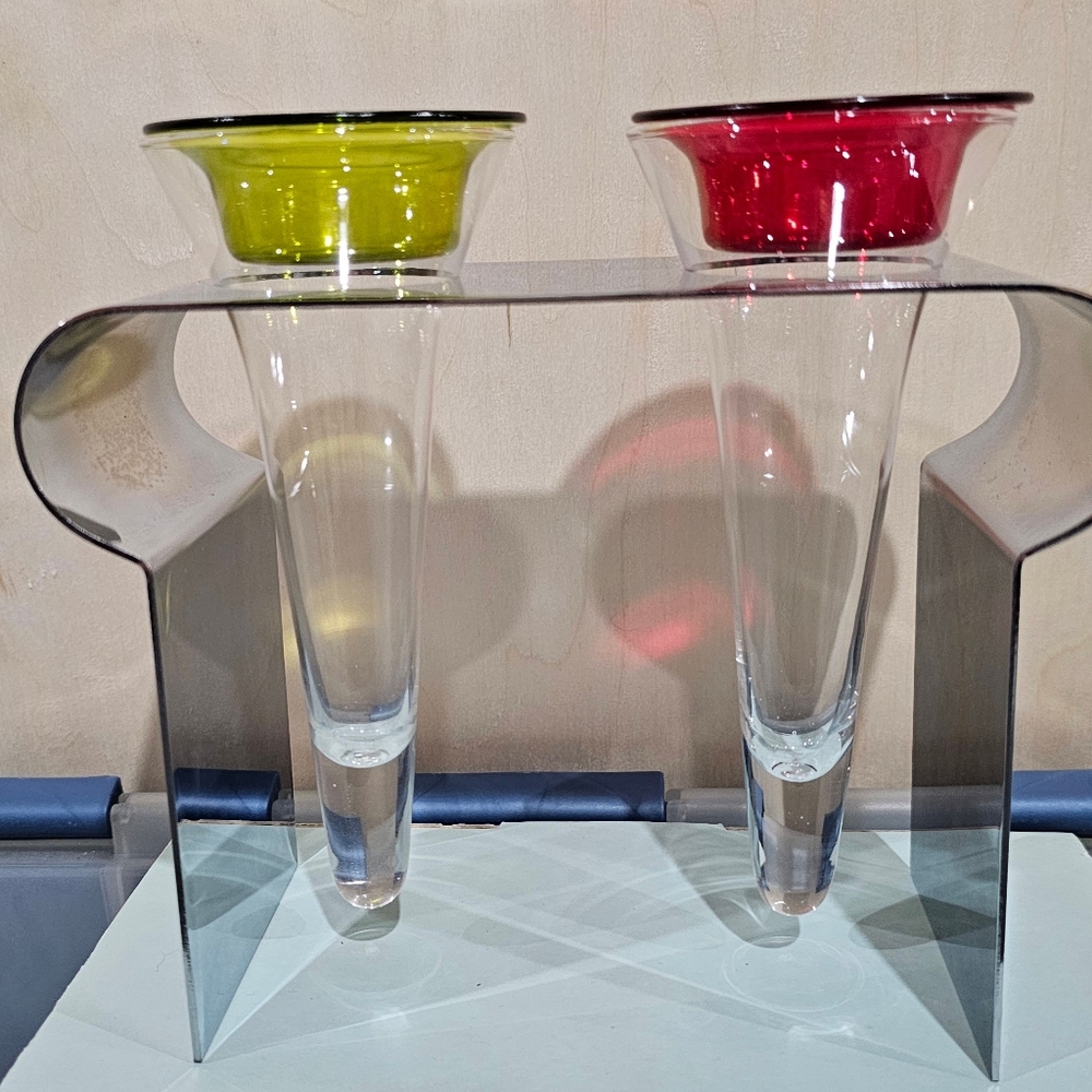 Partylite Modern Silver Double Tealight Holder. New